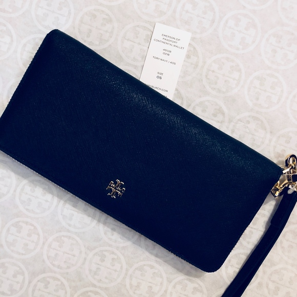Tory Burch Handbags - NWT TORY BURCH *NAVY* Emerson Zip Passport Wallet